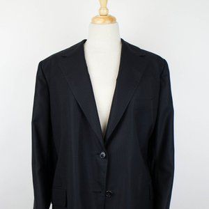 New D'AVENZA Women's Black Striped Wool 2 Button Suit Size 26/62 R $4095